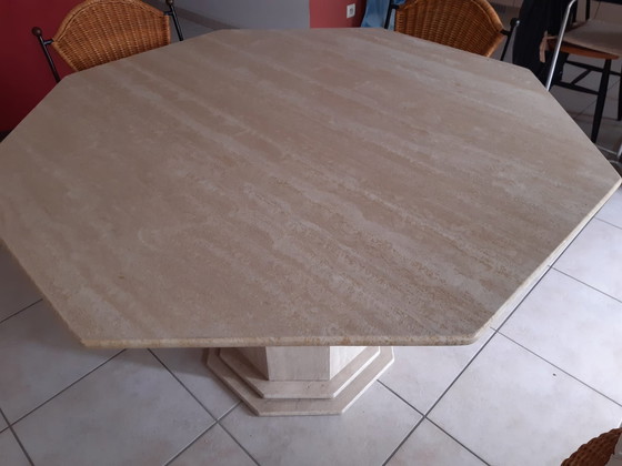 Image 1 of Vintage Travertin Dining Table Octagonal