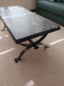 Handmade coffee table marble with wrought iron, 1960s