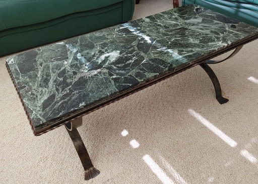 Handmade coffee table marble with wrought iron, 1960s