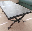 Handmade coffee table marble with wrought iron, 1960s