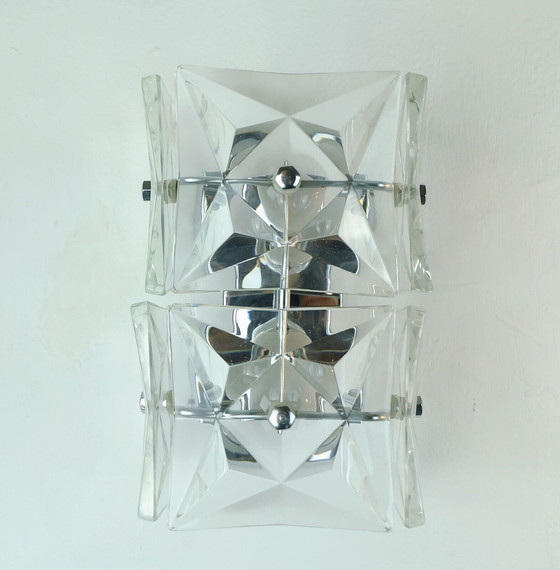 Image 1 of kinkeldey sconce crystal glass and chrome 1960s