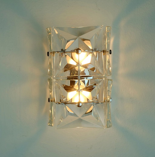 kinkeldey sconce crystal glass and chrome 1960s