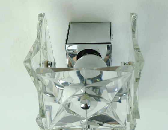 Image 1 of kinkeldey sconce crystal glass and chrome 1960s