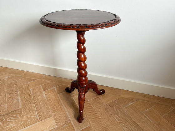 Image 1 of Tavolino da caffè vintage in mogano Barley Twist