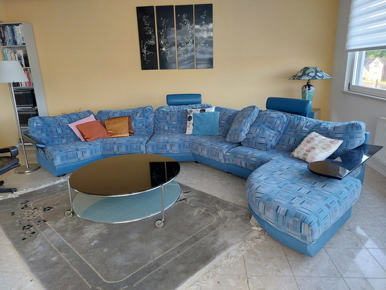 Image 1 of Frighetto Large blue velour elements corner sofa