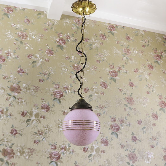 Image 1 of Lampe pendante art déco rose