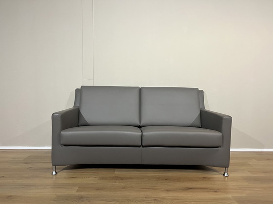 Image 1 of New Leolux Paian 2 Seater Sofa Gray Leather Design Hugo De Ruiter