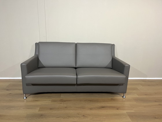 Image 1 of New Leolux Paian 2 Seater Sofa Gray Leather Design Hugo De Ruiter