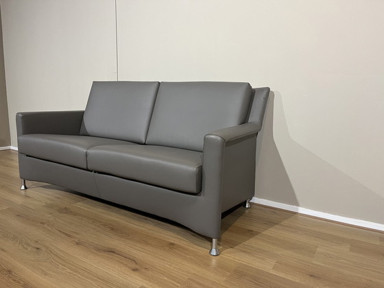 Image 1 of New Leolux Paian 2 Seater Sofa Gray Leather Design Hugo De Ruiter