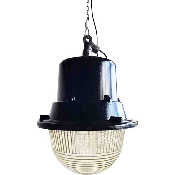 Image 1 of Lampada a sospensione industriale nera vintage di Mesko, Polonia, 1960