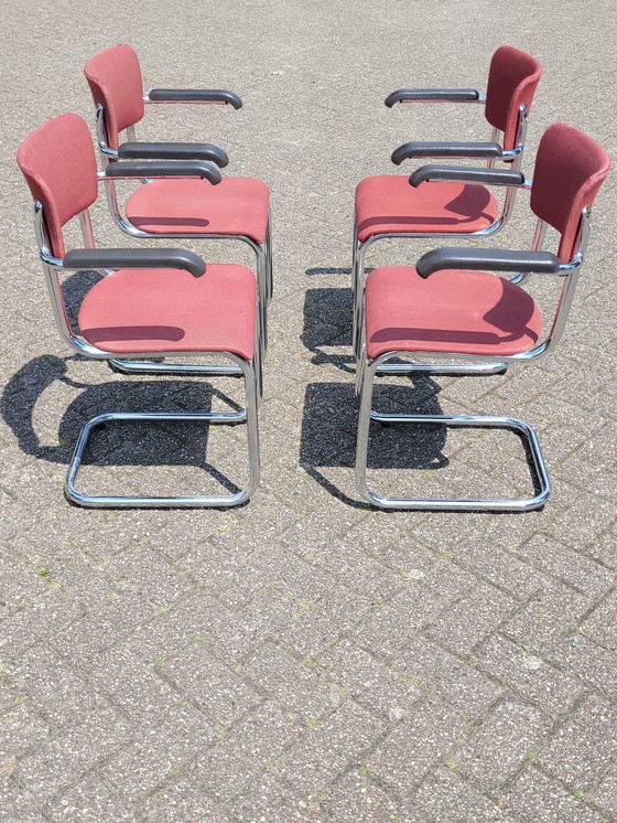 Image 1 of 4x Tubax Cantilever dining chairs 1980