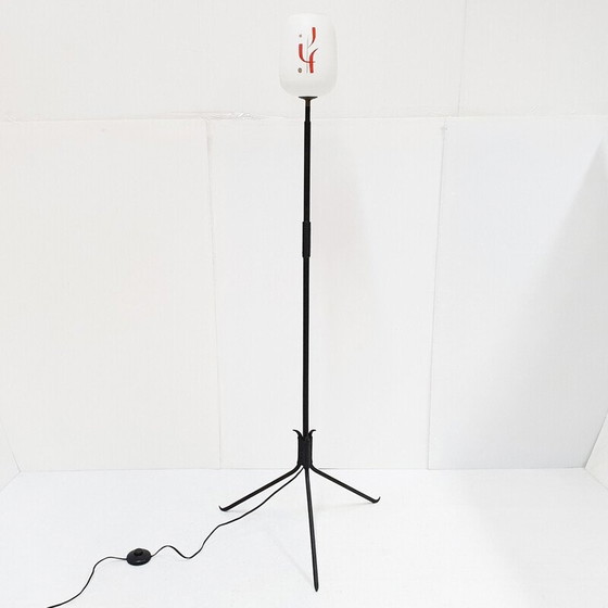 Image 1 of Vintage steel and glass floor lamp, 1950
