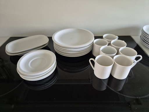 Arzberg Cannelee White Ribbed Dinnerware In Good Condition