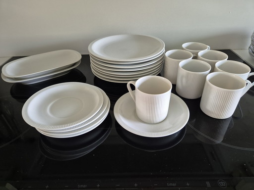 Arzberg Cannelee White Ribbed Dinnerware In Good Condition