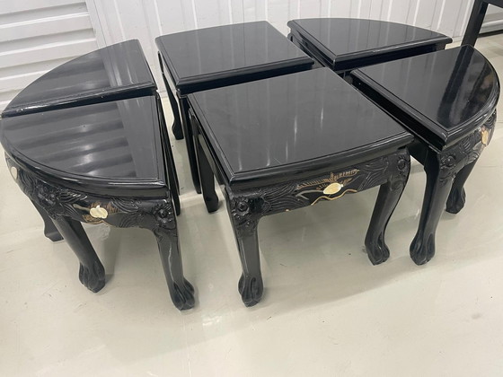 Image 1 of Chinese Coffee Table Including Stools