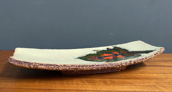 Image 1 of Ceramic Tray With Leaf Decor By Jan Van Erp 1960S