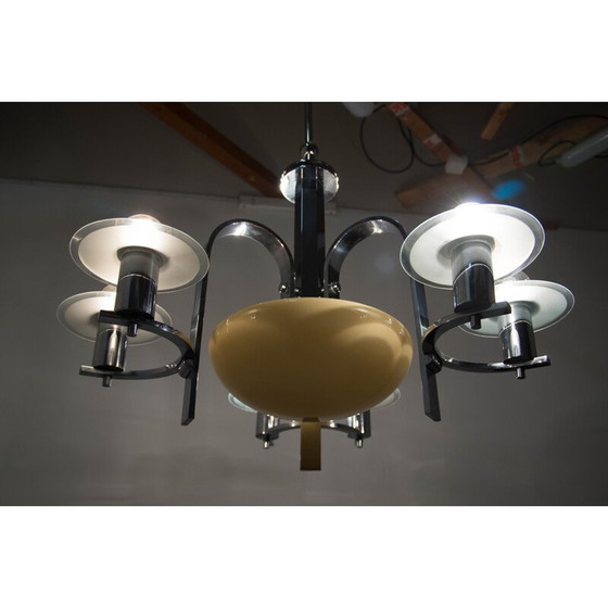 Image 1 of Vintage sandblasted glass chandelier, 1930