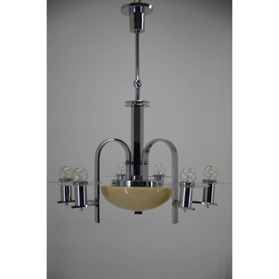 Image 1 of Vintage sandblasted glass chandelier, 1930