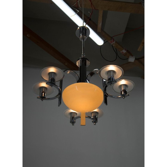 Image 1 of Vintage sandblasted glass chandelier, 1930