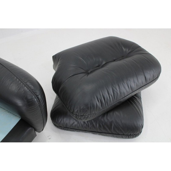 Image 1 of Vintage black leather armchair, Italy 1970