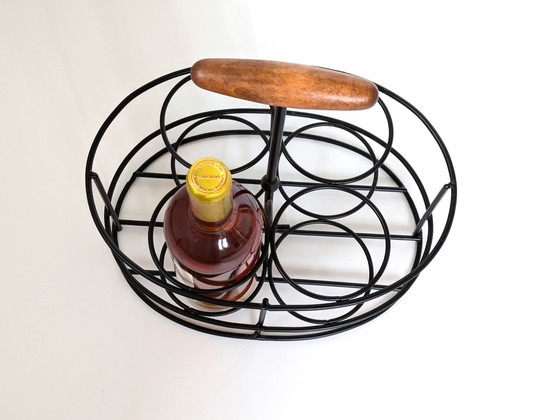 Image 1 of Danish Bottle Holder | Teak & Steel | 1960'S