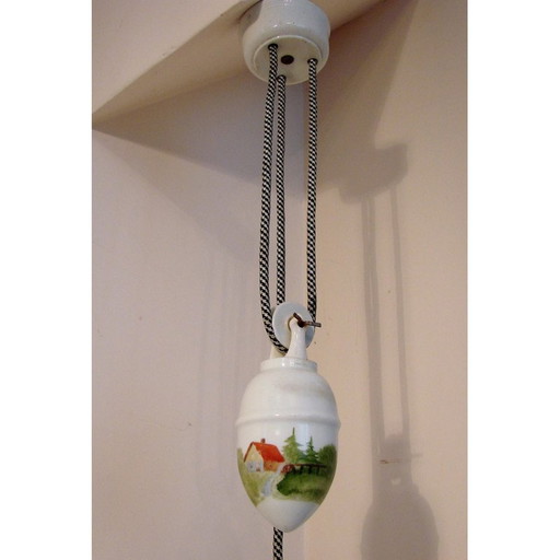 Vintage pendant lamp with counterweight, 1930s