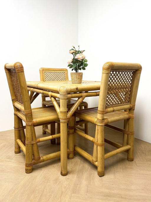 Bamboo Dining Corner With Dining Table And Four Chairs