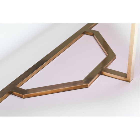 Image 1 of Coppia di tavolini da consolle vintage in vetro e ottone di Maison Jansen, anni '70