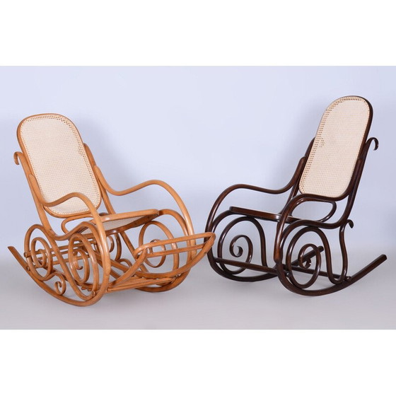 Image 1 of Sedia a dondolo Art Déco vintage in faggio per Thonet, Cecoslovacchia 1920