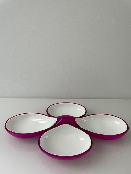 2X2 Space Age Serving Bowls Guzzini Hard Pink/White Plastic