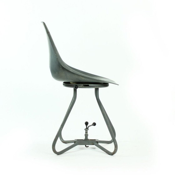Image 1 of Vintage tramway chairs in fibreglass and grey metal by Miroslav Navratil 1960