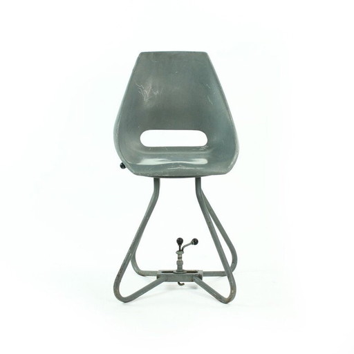Vintage tramway chairs in fibreglass and grey metal by Miroslav Navratil 1960