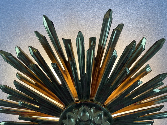 Image 1 of Lampada da parete Sunburst sunburst Mid-Century in legno