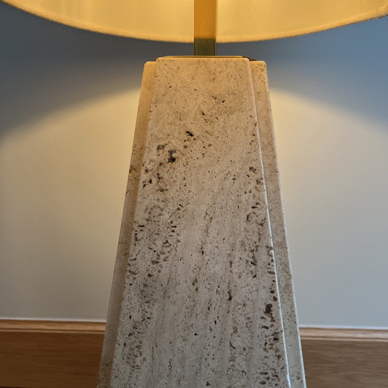 Image 1 of Travertine table lamp Nautilus