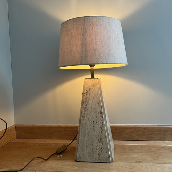 Image 1 of Travertine table lamp Nautilus