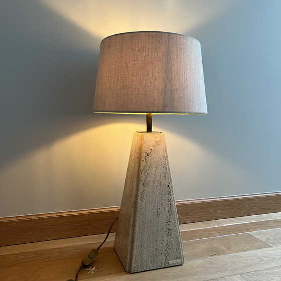 Image 1 of Travertine table lamp Nautilus