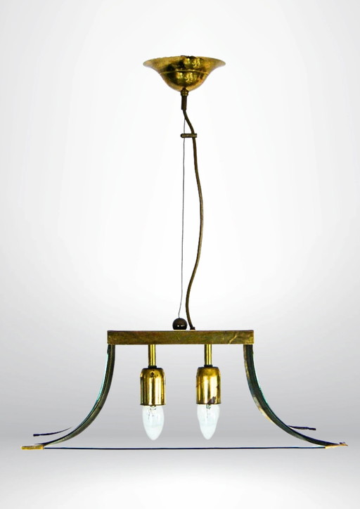 1960S Glass And Brass Pagoda Shaped Chandelier By Esperia Luce