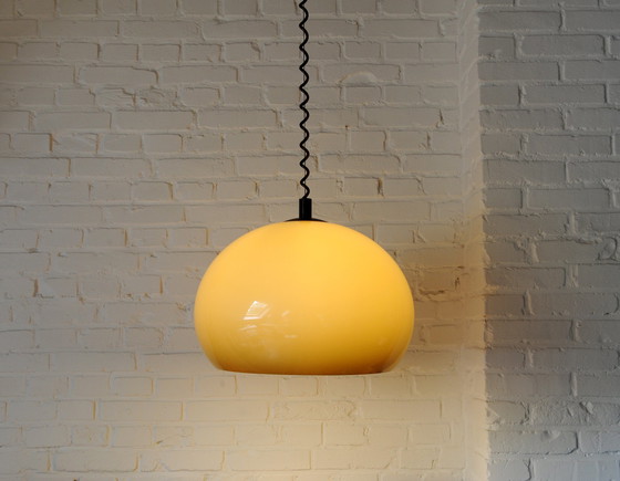 Image 1 of Vintage Brown/Beige Plexiglass 70S Pendant Lamp With Pull Pendant