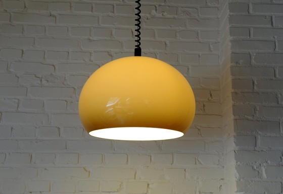Image 1 of Vintage Brown/Beige Plexiglass 70S Pendant Lamp With Pull Pendant