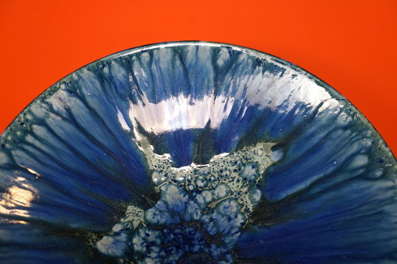 Image 1 of Assiette murale bleue vintage d'Allemagne, années 1970