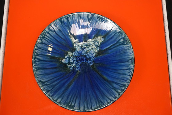 Image 1 of Assiette murale bleue vintage d'Allemagne, années 1970