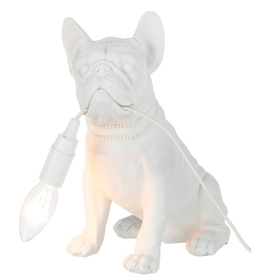 Image 1 of Table Lamp Dog White