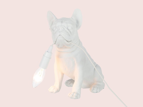 Image 1 of Table Lamp Dog White