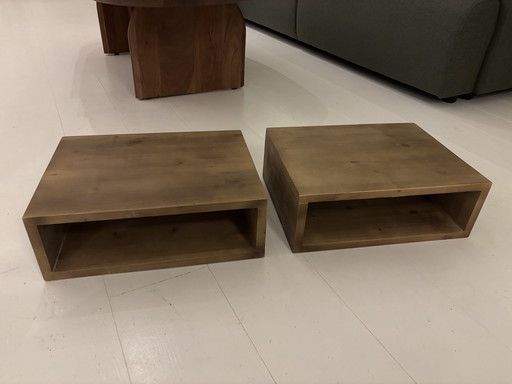 Set Of Floating Wooden Nightstands