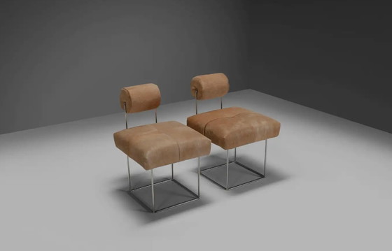 Image 1 of 2x Cowhide Side Chairs by Fritz Brückner