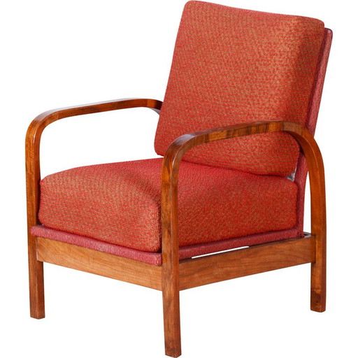 Vintage Art Deco armchair in walnut veneer, Czechoslovakia 1930