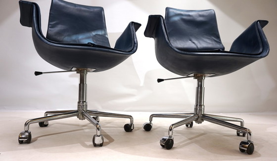 Image 1 of Set Of 2 Kill International 6727 Leather Office Chairs By Fabricius & Kastholm