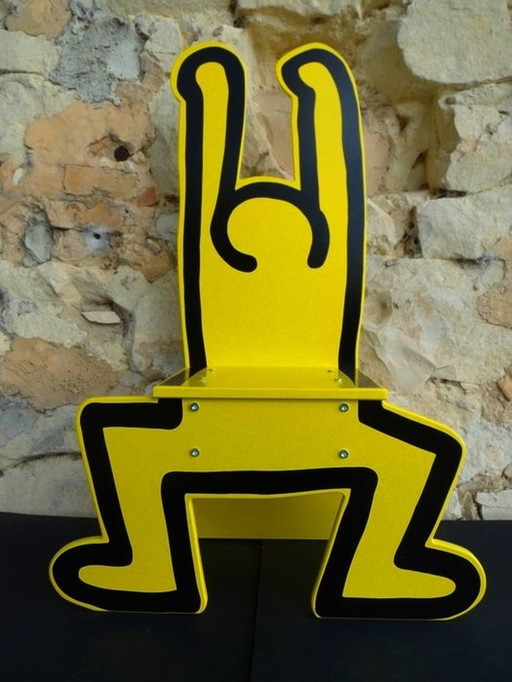 Keith Haring high chair / decorative object yellow