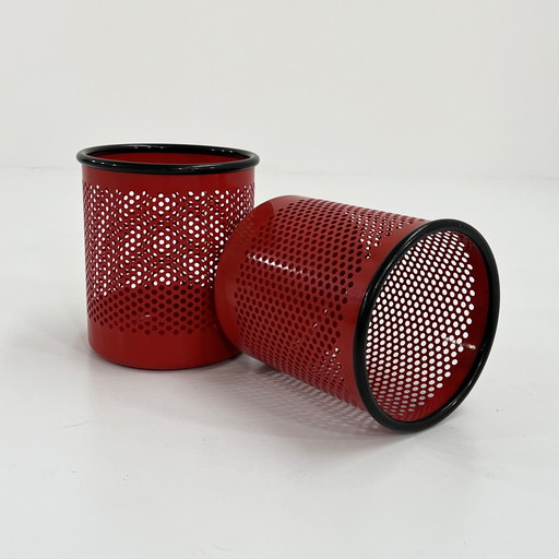 Red Perforated Bin By R. Barbieri & G. Marianelli For Rexite, 1980S