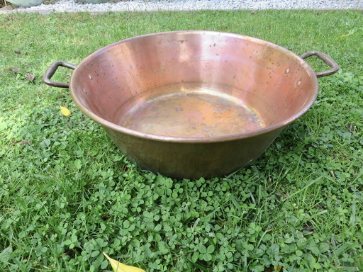 Bassine À Confiture En Cuivre, France, Années 30 40